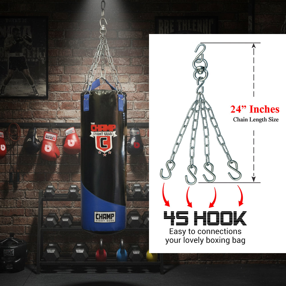 AFG Heavy Duty Heavy Bag Chain with Swivel  Boxing, Kickboxing, Muay Thai Heavy Bag Hanger Chain, 4 Ring Compatible, Durable Steel Construction ? Silver