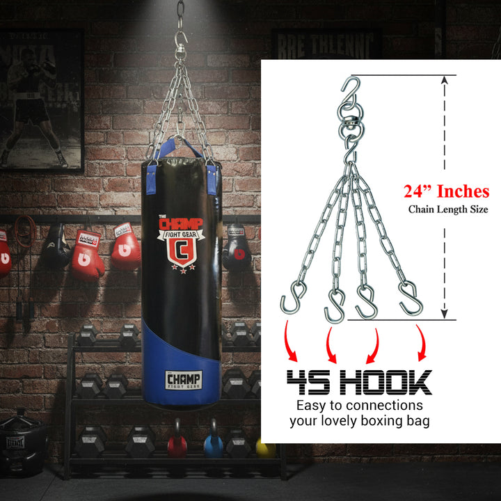 AFG Heavy Duty Heavy Bag Chain with Swivel  Boxing, Kickboxing, Muay Thai Heavy Bag Hanger Chain, 4 Ring Compatible, Durable Steel Construction ? Silver