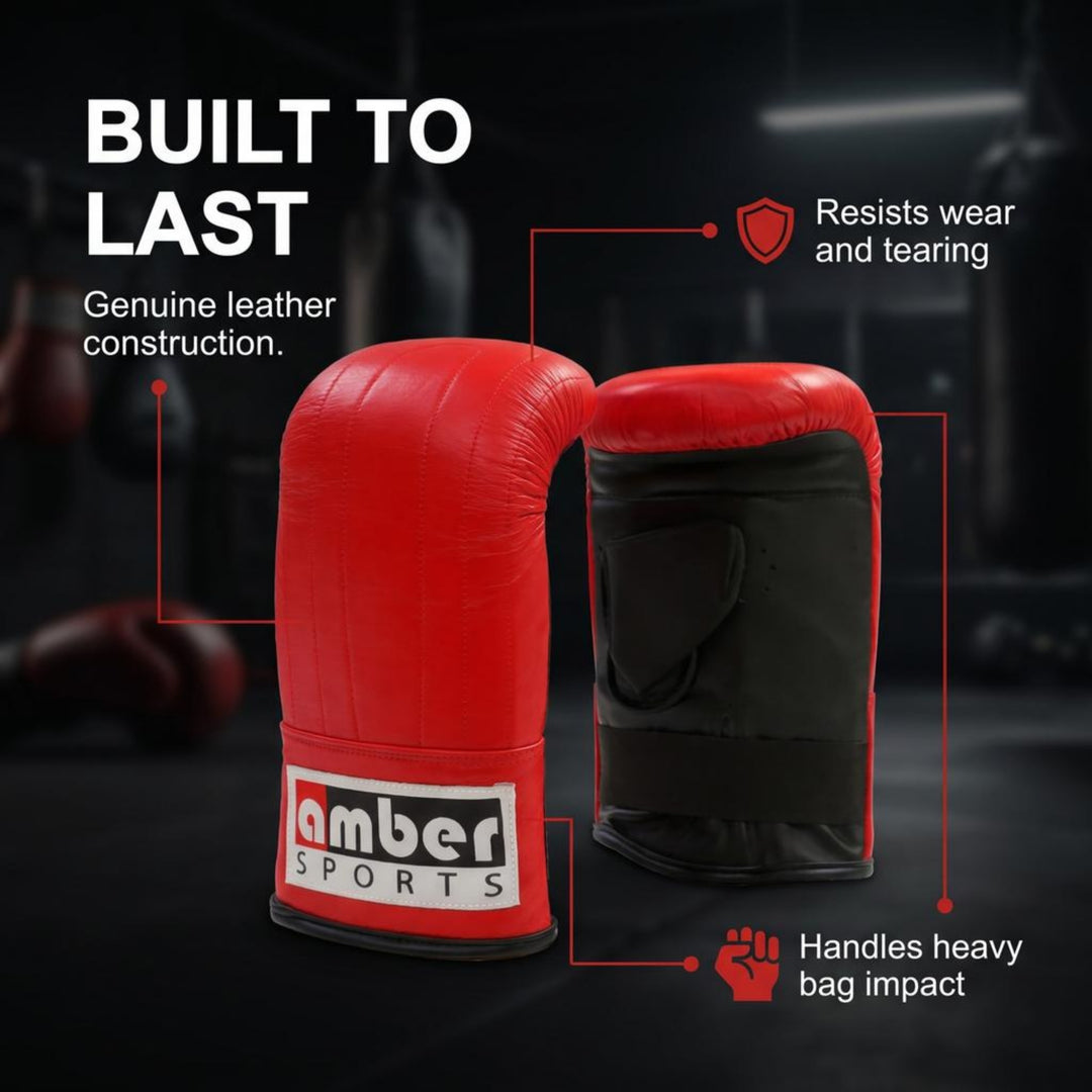 Amber Fight Gear Traditional Leather Heavy Bag Gloves