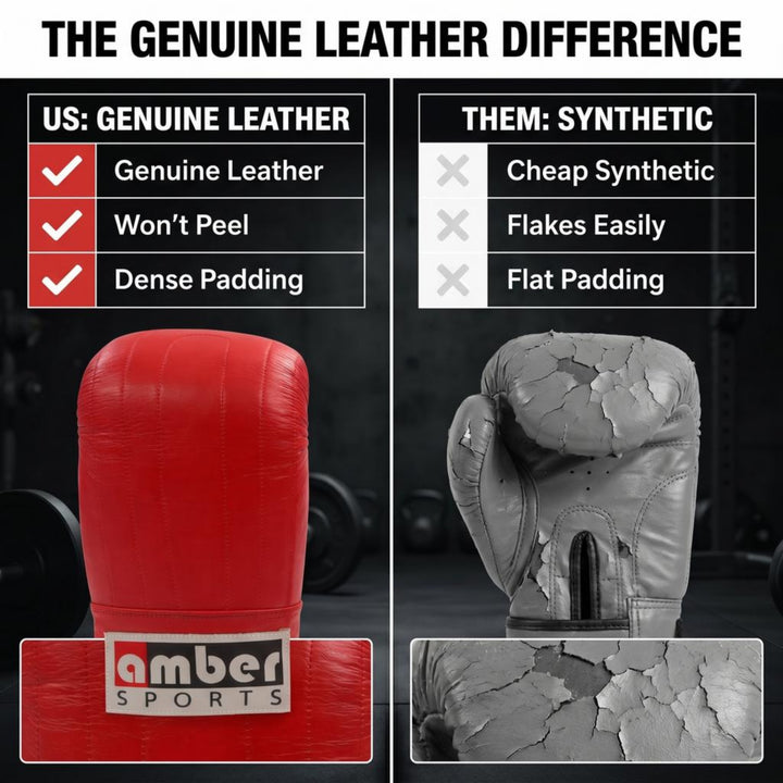 Amber Fight Gear Traditional Leather Heavy Bag Gloves