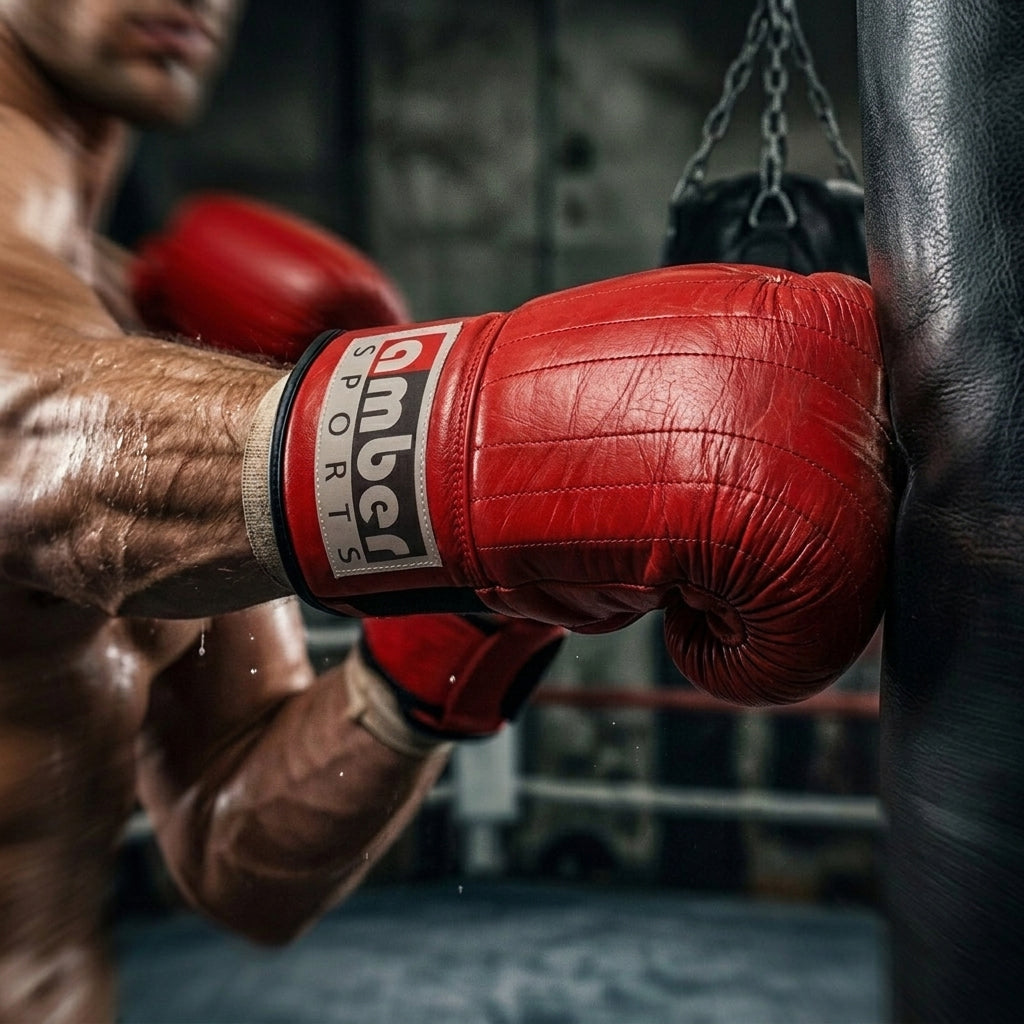 Amber Fight Gear Traditional Leather Heavy Bag Gloves