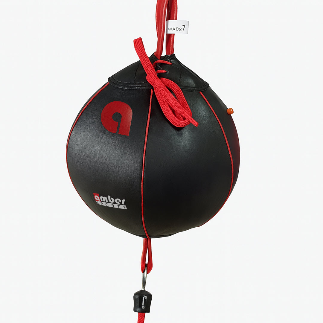 Amber Fight Gear Boxing MMA Muay Thai Fitness Workout Training Leather Punching Floor to Ceiling Speed Dodge Ball Double End Bag Professional with Bungee Cords