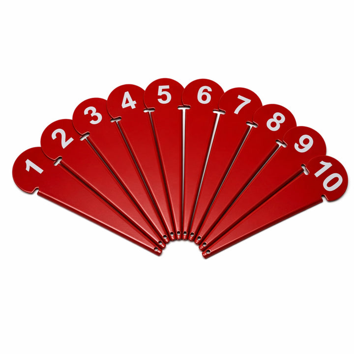 Durable Discus &amp; Shot Put Markers (Set of 10) Essential Track and Field Equipment, Spiked Tips for Secure Placement, High Visibility, Robust Metal Construction for Competitions and Training