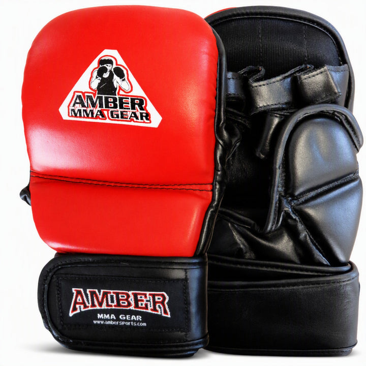 MMA Safety Training Gloves, Premium Leather, Shock Absorbing Foam, Adjustable Closure, Durable &amp; Comfortable for Sparring, Bag Work &amp; MMA Workouts, Blue, Small