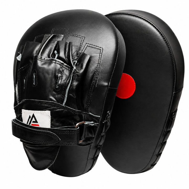 Amber Fight Gear Genuine Leather Extreme Curved Target Focus Punching Mitts for MMA, Kickboxing, Muay Thai Martial Arts Sparring with Wrist Support