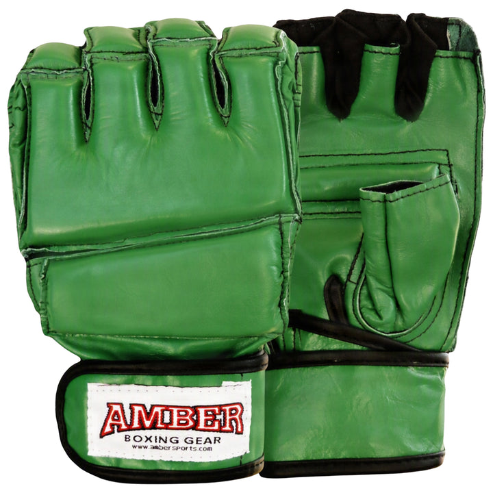 Amber Fight Gear Leather Grappling Gloves with Enhanced Grip &amp; Wrist Support