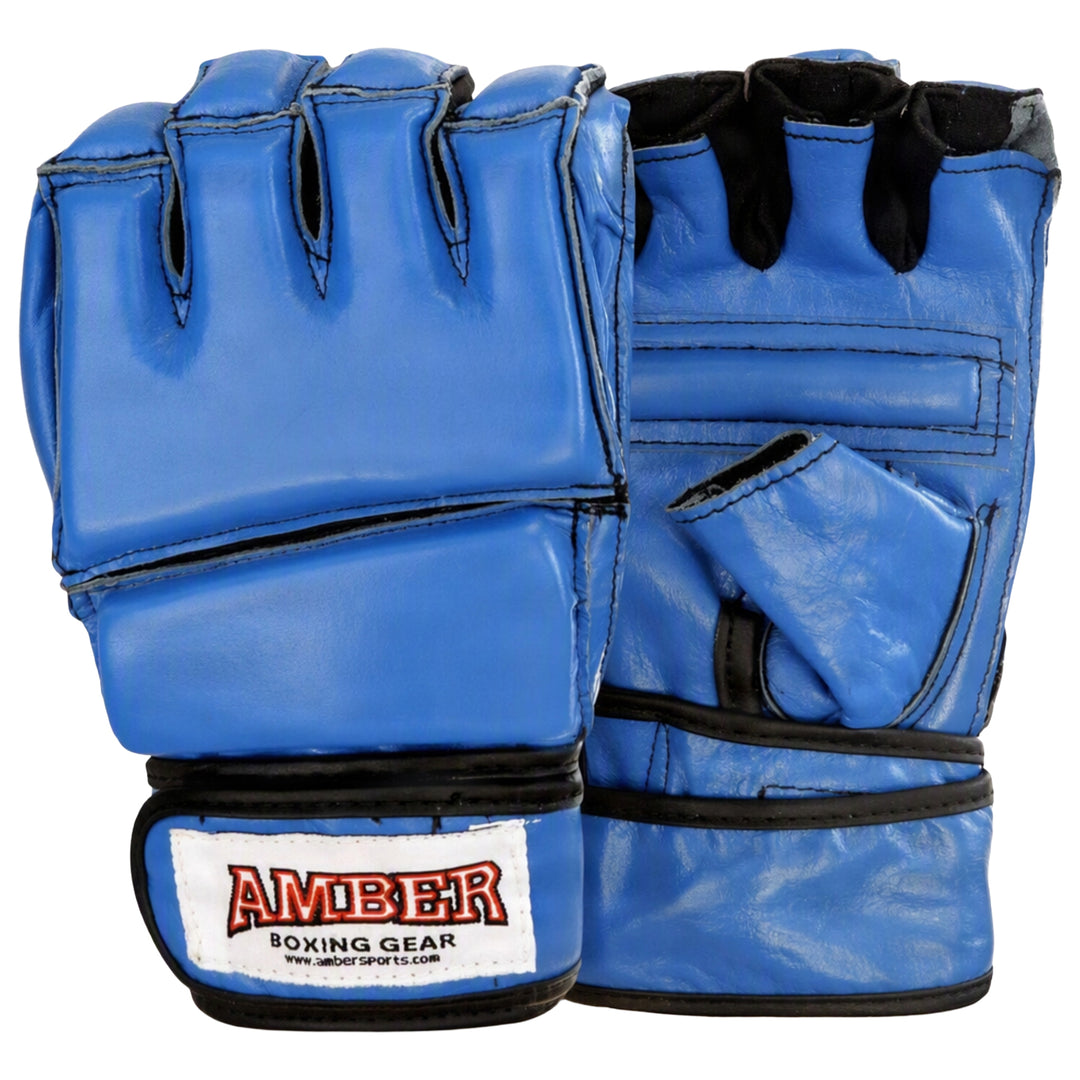 Amber Fight Gear Leather Grappling Gloves with Enhanced Grip &amp; Wrist Support