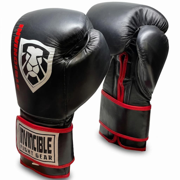 Invincible Fight Gear All Leather Boxing Bag Gloves | Premium Cast Iron Heavy Punching Gloves for MMA, Kickboxing, Muay Thai Sparring | Men &amp; Women Training Equipment | 12oz, 14oz, 16oz