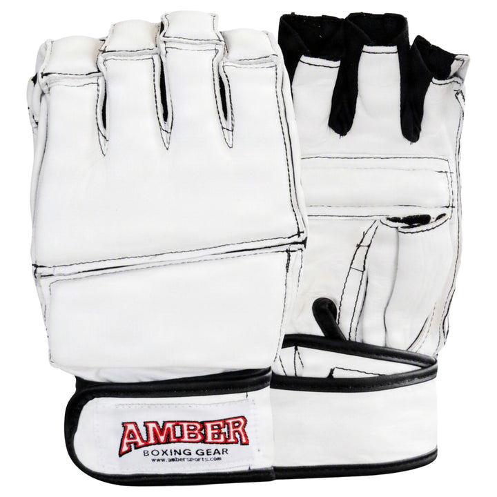 Amber Fight Gear Leather Grappling Gloves with Enhanced Grip &amp; Wrist Support