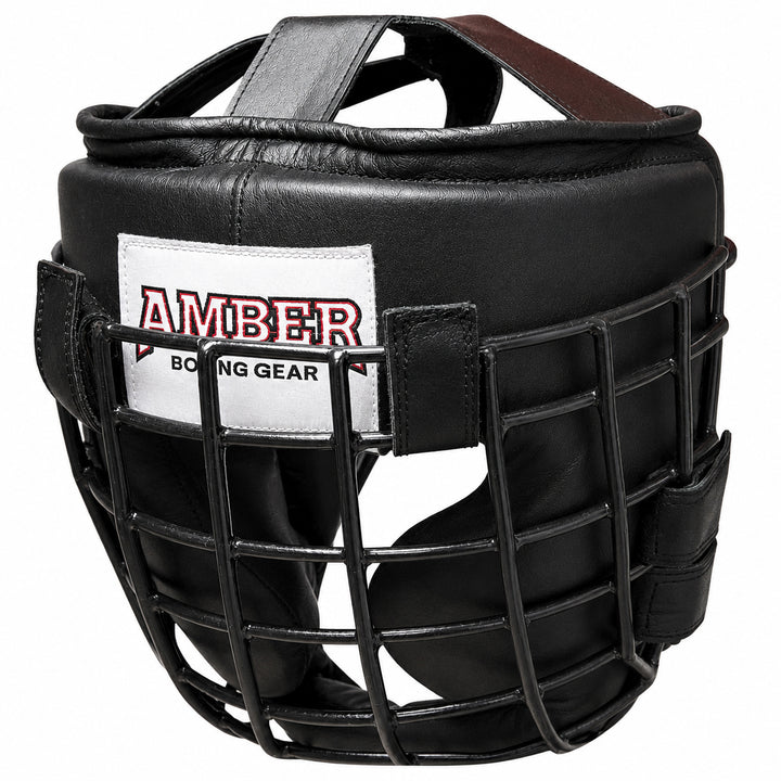 Heavy Leather Headgear with Removable Face Mask, Adjustable Hook &amp; Loop Closure - Ideal for Boxing, Kickboxing, MMA Training
