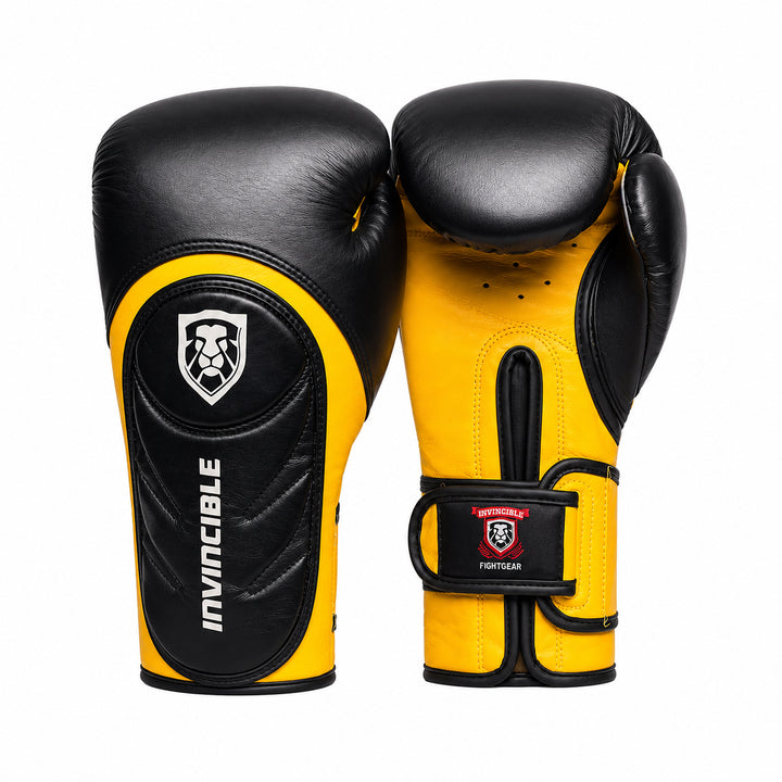 Invincible Fight Gear Pro Leather Boxing Gloves v2.0 | Multi-Layered Foam Training Gloves for MMA, Kickboxing, Muay Thai Sparring | Men, Women &amp; Kids | 12oz, 14oz, 16oz