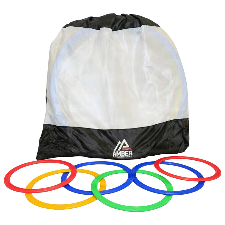 Speed Agility Circles for Trainers, Gyms, Athletics, 4 Assorted Colors, Red, Yellow, Blue, and Green (Set of 12) 18 inch