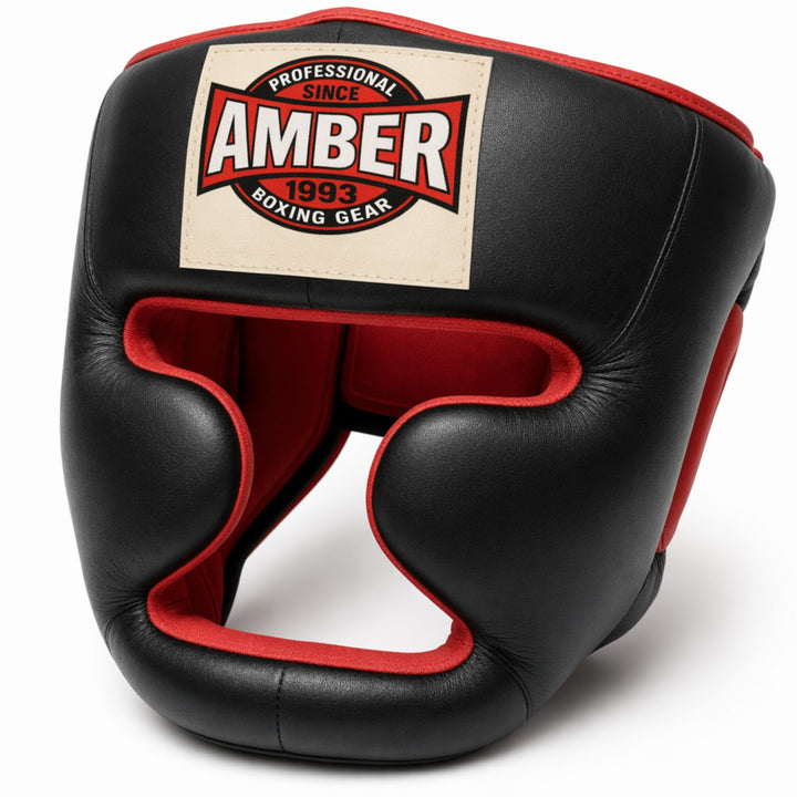 Deluxe All Leather Headgear with Cheek Protection for Boxing, Kickboxing, and MMA