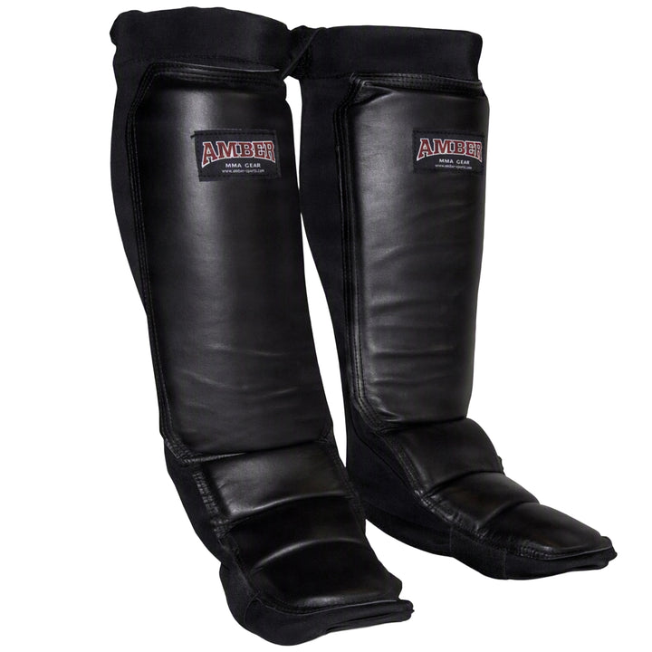 Amber Fight Gear MMA Shin &amp; Instep Protectors with Reinforced Leather Face