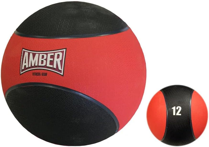 Amber Fight Gear Rubber Medicine Ball with Textured Grip, 2–15 lb