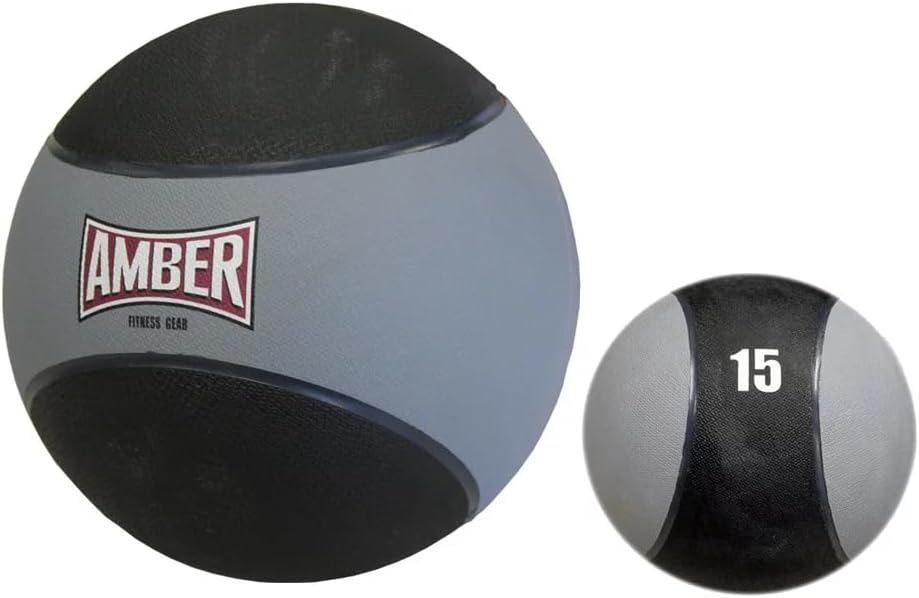 Amber Fight Gear Rubber Medicine Ball with Textured Grip, 2–15 lb