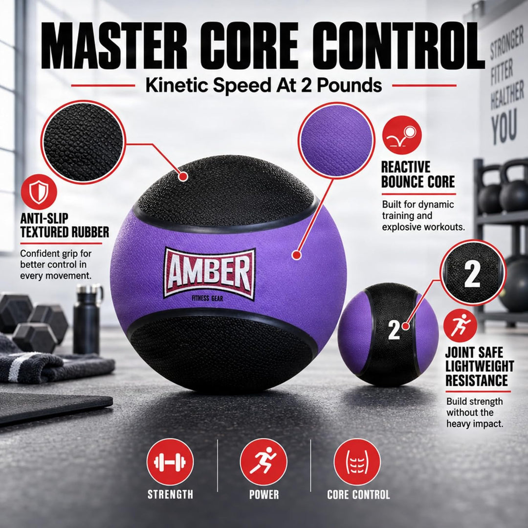 Amber Fight Gear Rubber Medicine Ball with Textured Grip, 2–15 lb