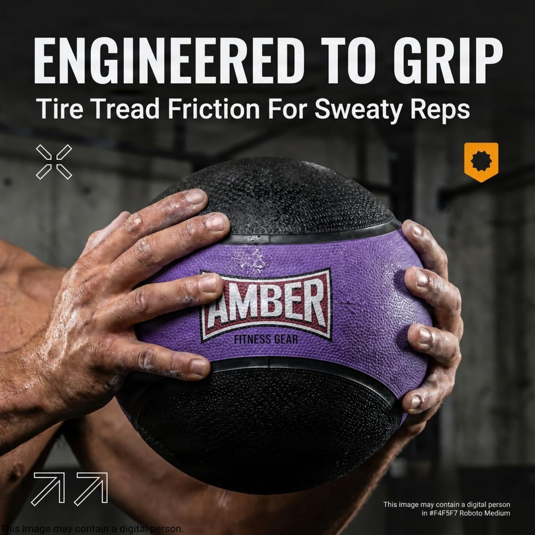 Amber Fight Gear Rubber Medicine Ball with Textured Grip, 2–15 lb