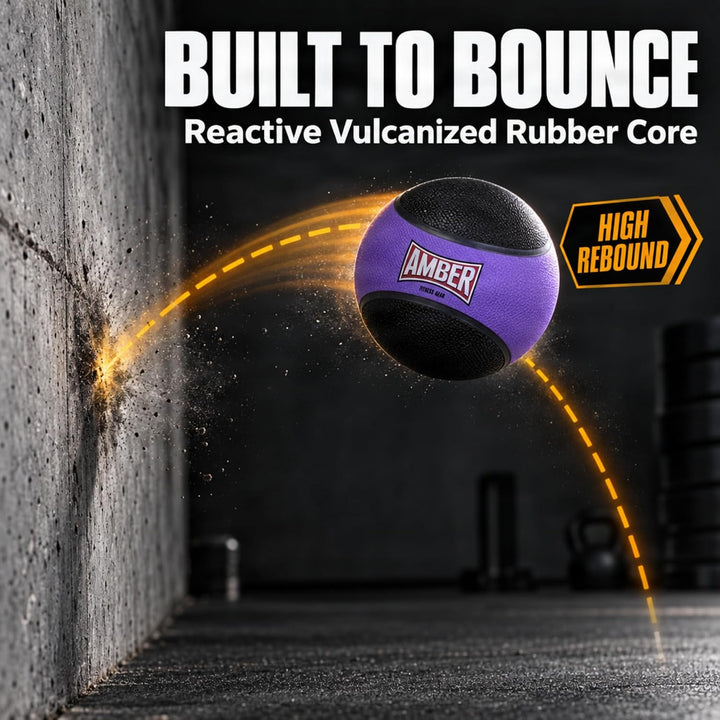Amber Fight Gear Rubber Medicine Ball with Textured Grip, 2–15 lb