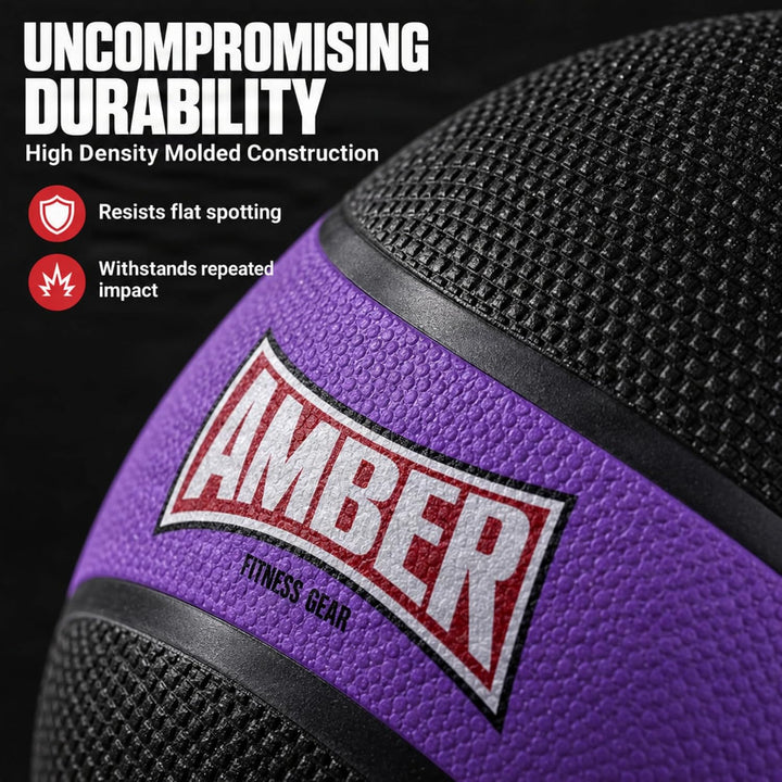 Amber Fight Gear Rubber Medicine Ball with Textured Grip, 2–15 lb