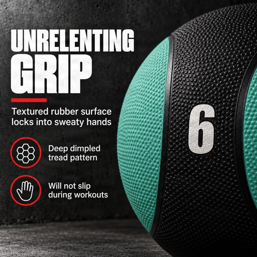 Amber Fight Gear Rubber Medicine Ball with Textured Grip, 2–15 lb