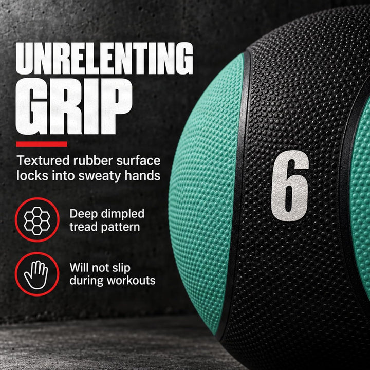 Amber Fight Gear Rubber Medicine Ball with Textured Grip, 2–15 lb