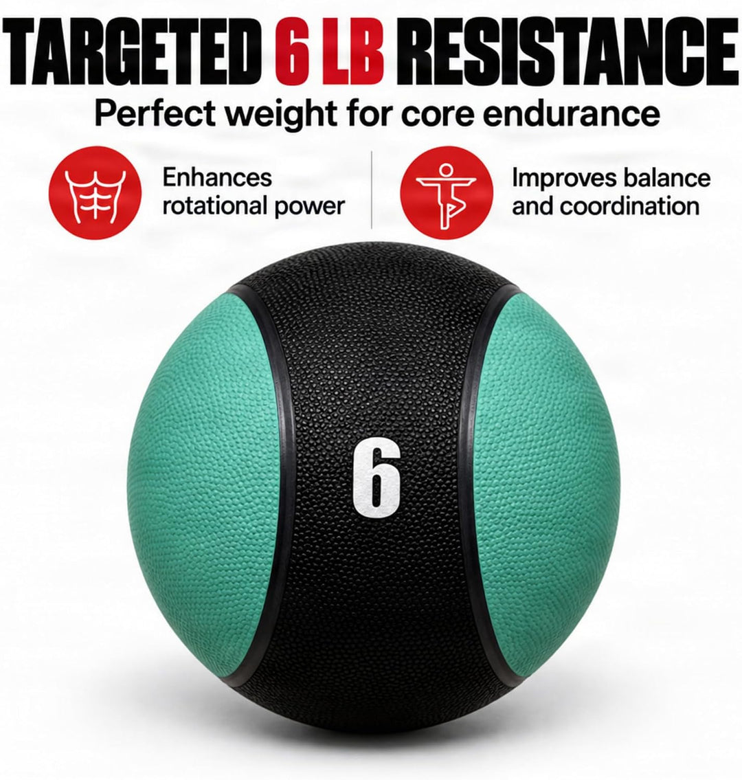 Amber Fight Gear Rubber Medicine Ball with Textured Grip, 2–15 lb