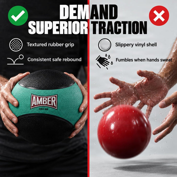 Amber Fight Gear Rubber Medicine Ball with Textured Grip, 2–15 lb