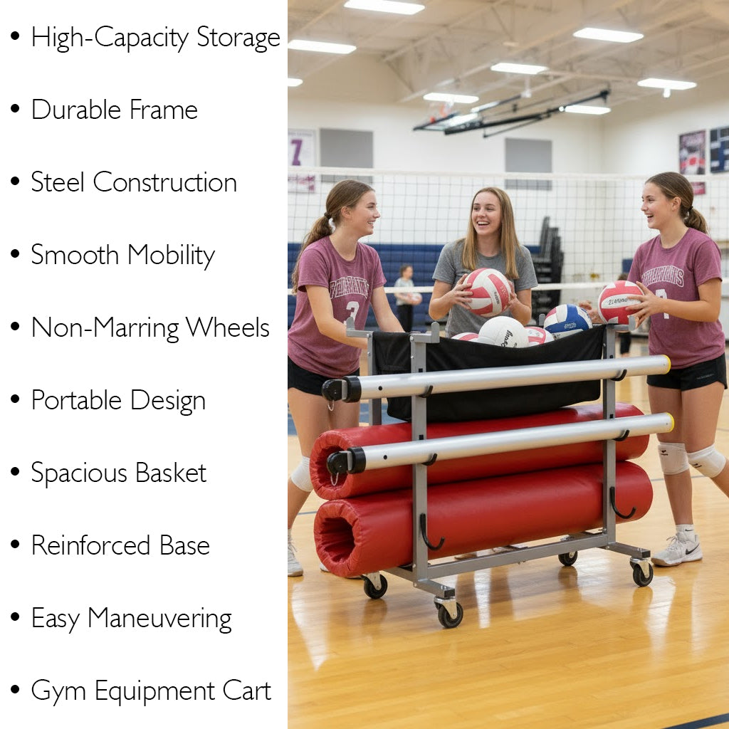MacGregor Volleyball Equipment Cart - 60" Blue Steel