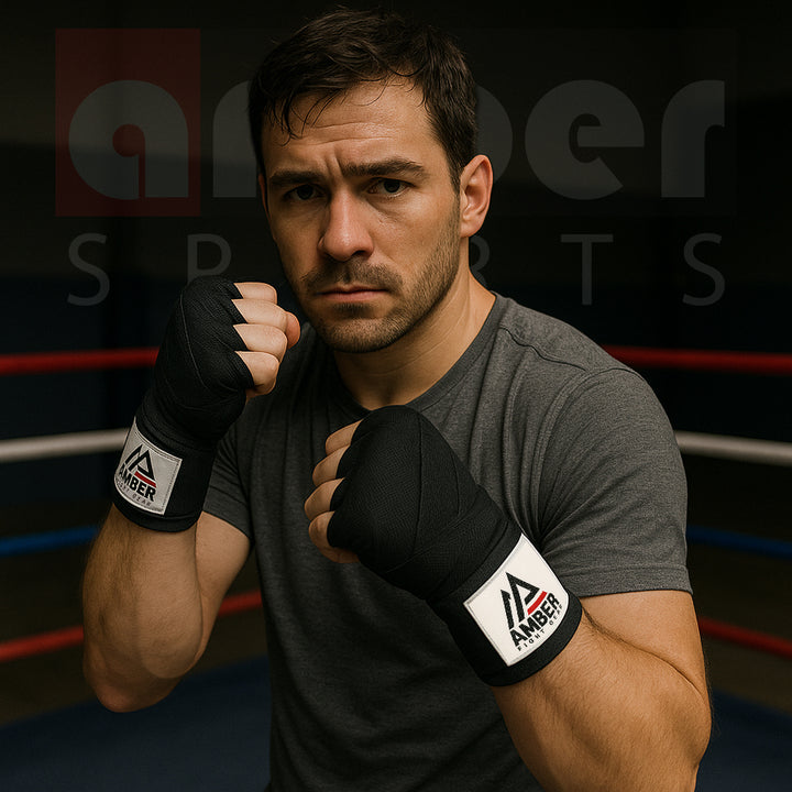Amber Fight Gear Semi Elastic Professional Hand Wraps with Hook and Loop Closure for Boxing Kickboxing Muay Thai MMA for Men and Women
