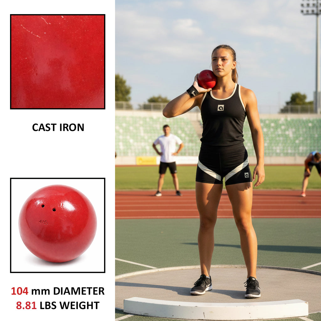 PORT A PIT Elite Steel Shot Put - 4kg, 104mm, Red