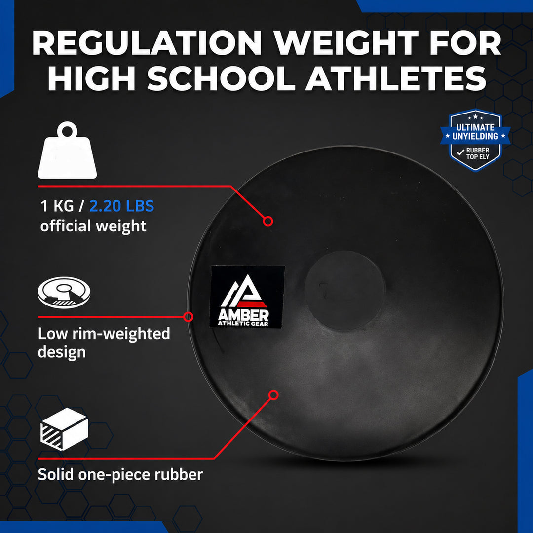 Amber Fight Gear Robust Rubber Discus Durable Training Tool for Beginners &amp; High School Athletes, Floor-Safe Design