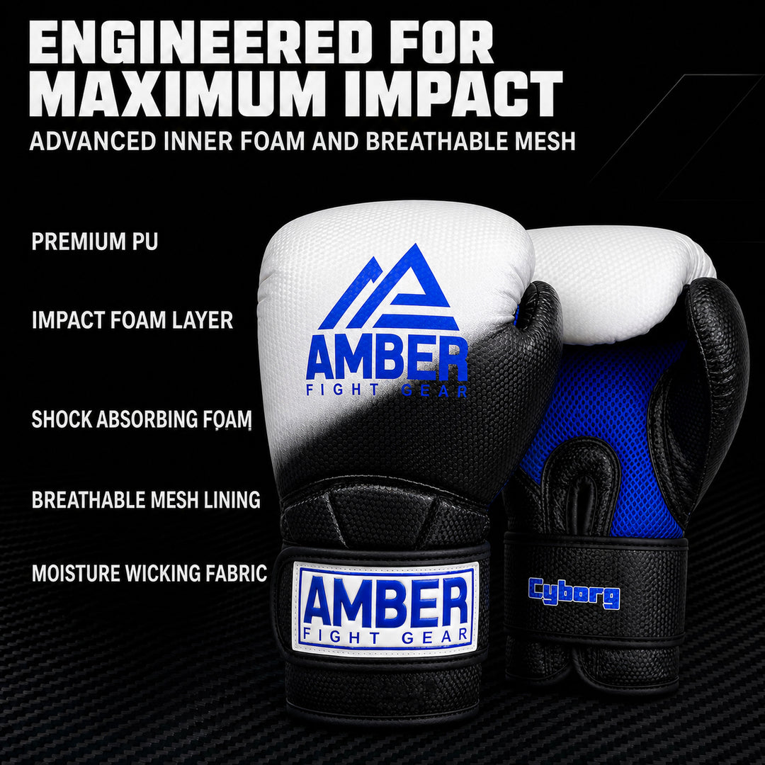 Cyborg 101 Training Gloves for Boxing, Kickboxing, Muay Thai, Durable Sparring Gloves with Foam Padding &amp; Mesh Ventilation, Secure Hook &amp; Loop Closure, Shock-Absorbing Punching Mitts