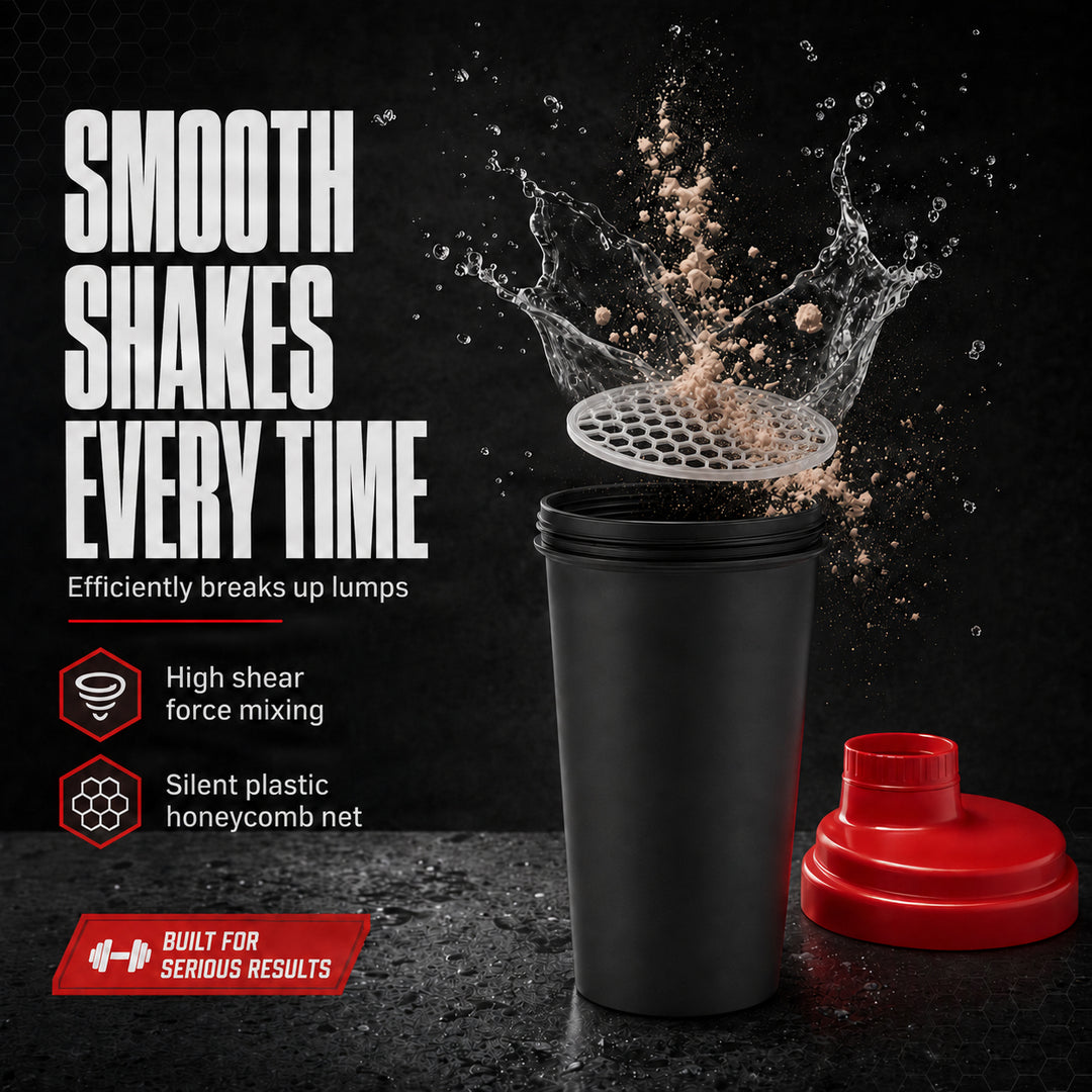 Amber Fight Gear The Ultimate Shaker Glass With Cap No. 4, Smooth Supplement Mixing, Convenient Storage, Efficient Lump-Breaking Net, and Durable Design Multiple Colors, Red