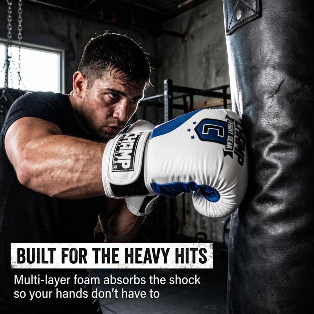 The Champ Fight Gear Alpha Series Boxing Gloves with Wrist Support for Boxing Kickboxing Muay Thai Training or Sparring Punching Bag Mitts