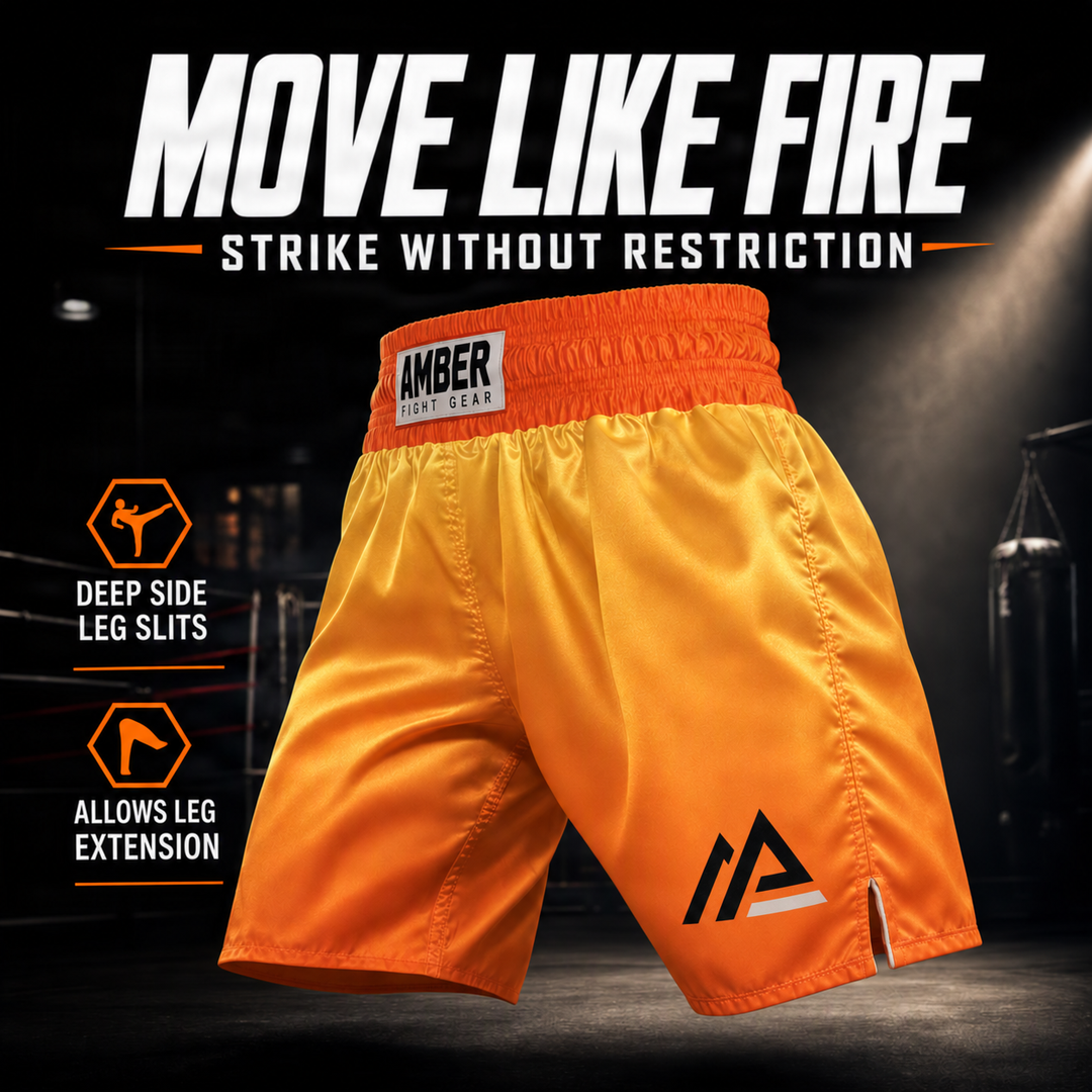 Amber Fight Gear Pro Style Boxing Muay Thai MMA Training Shorts, Polyester