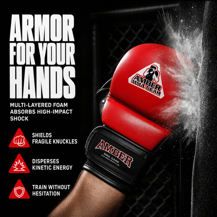 MMA Safety Training Gloves, Premium Leather, Shock Absorbing Foam, Adjustable Closure, Durable &amp; Comfortable for Sparring, Bag Work &amp; MMA Workouts, Blue, Small