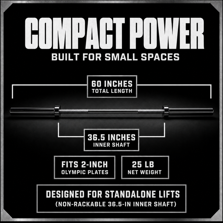 Olympic 60-Inch Barbell, 300 Lbs. Capacity, Chrome Plated, 60-Inch Weightlifting Bar with Medium Knurling &amp; Rotating Sleeves, Strength Training, Home Gym, Powerlifting