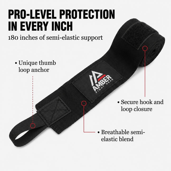 Amber Fight Gear Semi Elastic 180 Inch Boxing Hand Wraps