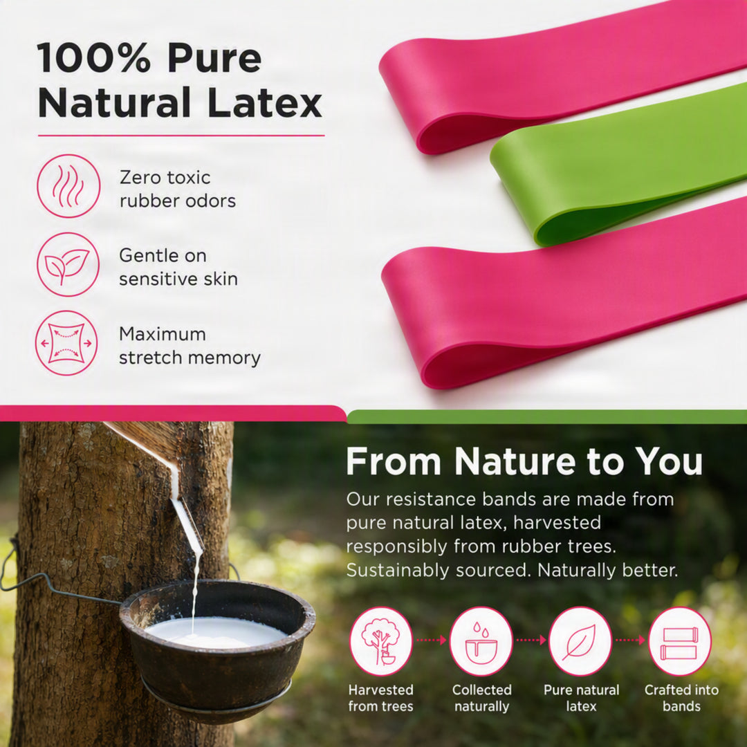 Natural Latex Exercise Resistance Bands Set of 3