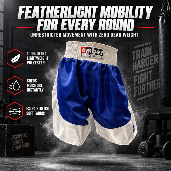 Amber Fight Gear Professional Boxing Shorts, Ultra Lightweight Polyester, Stretch Fit
