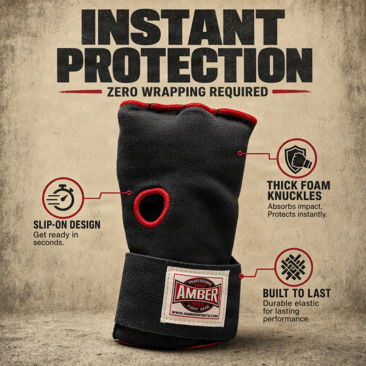 Amber Fight Gear Rapid Elastic Hand Wraps for Boxing, MMA, Muay Thai, Kickboxing - Enhanced Wrist &amp; Knuckle Protection - Ideal for Men &amp; Women