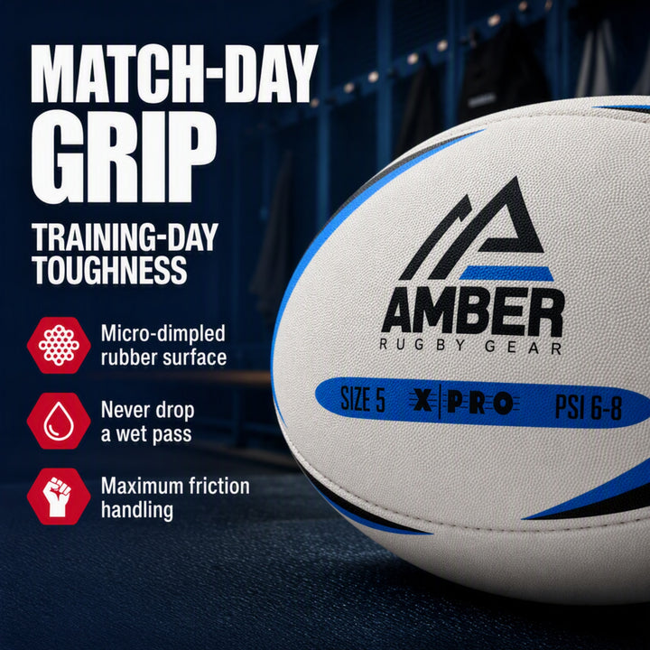 Competition Rugby Ball with Superior Grip and Balanced Weight for Match-Play and Training