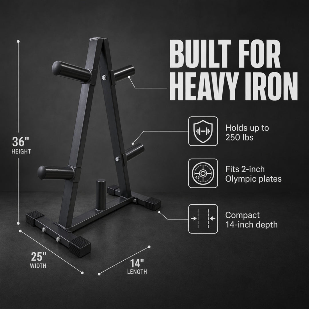 Ultimate Gym Storage Solution: Olympic 2 Plate Weight Rack - Organize, Stabilize, and Maximize Your Home Workouts