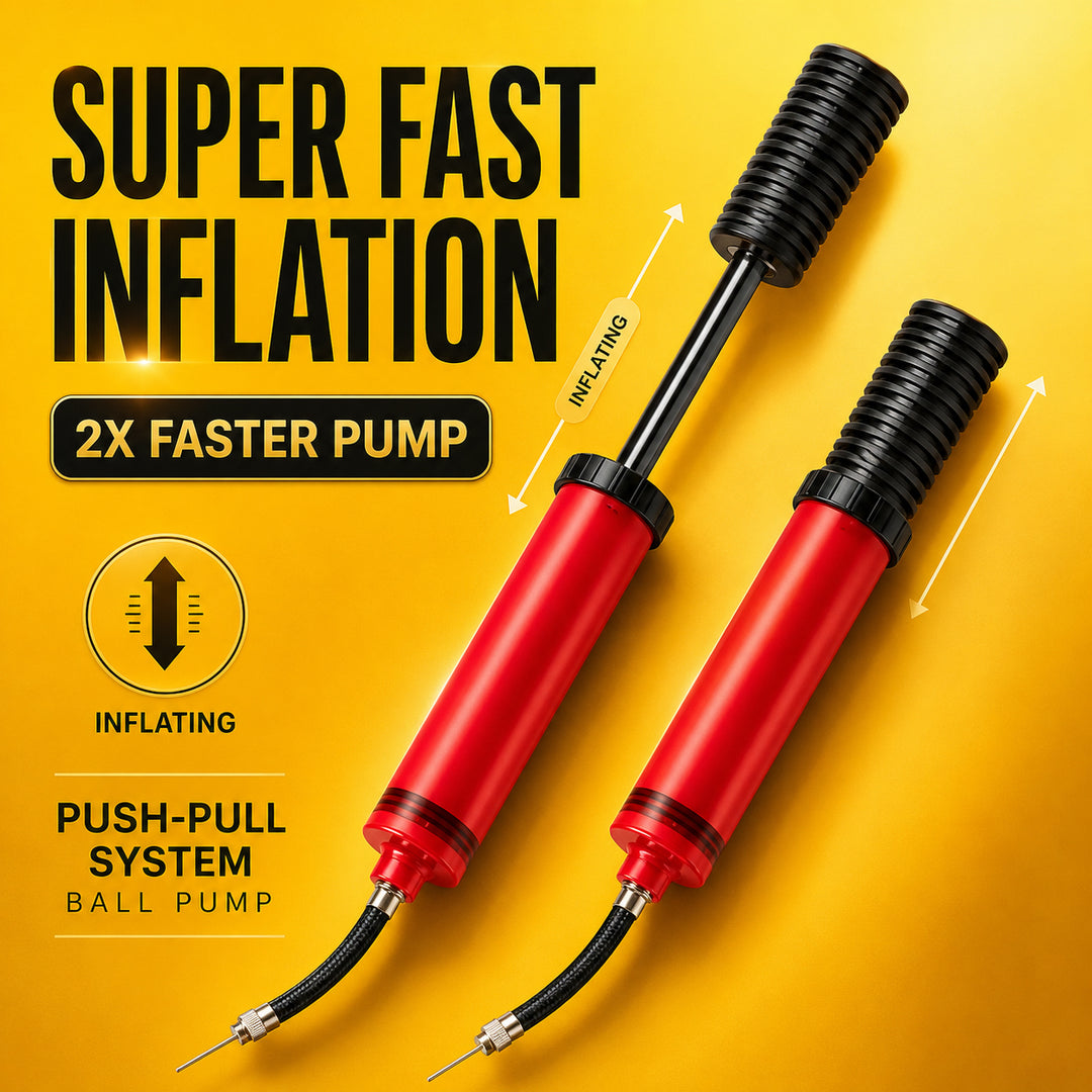 Ultimate Sports Ball Pump Kit - Dual-Action 10 Inch Pump with Hose Extension and Needle for Fast Inflation of Basketball, Volleyball, Soccer, Football, and More