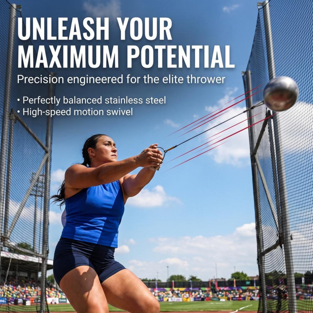 Precision Stainless Steel Hammer, IAAF Certified for Optimal Performance, Featuring High-Speed Motion Swivel, Durable Wire, Lightweight Aluminum Handle, Ideal for Training and Competitions, 12lb/103mm