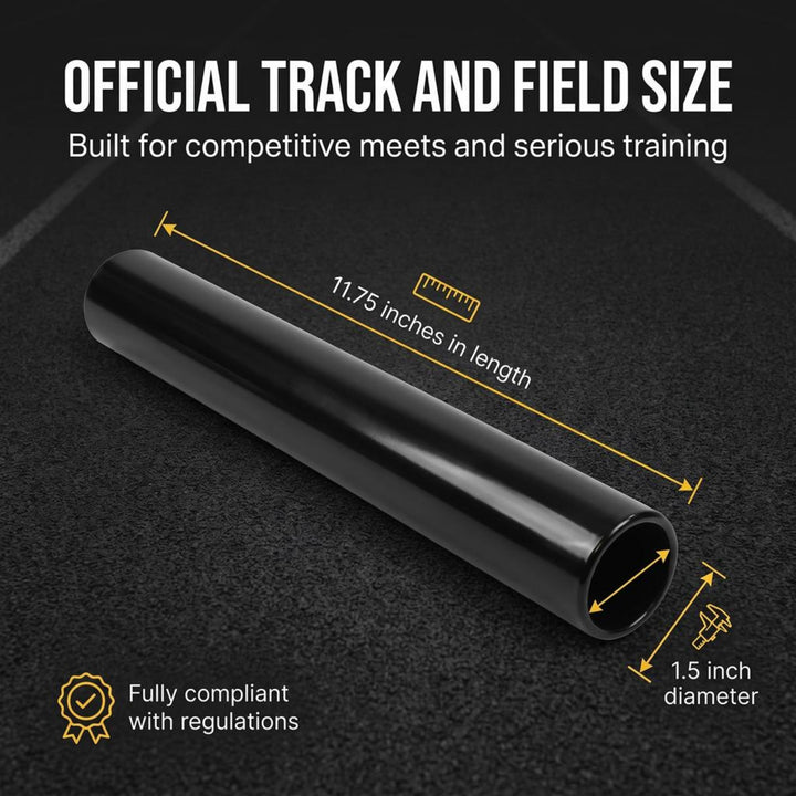 Amber Sporting Goods Aluminum Relay Baton Get The Winning Edge with Our Official Size, Lightweight, and Safe, Black