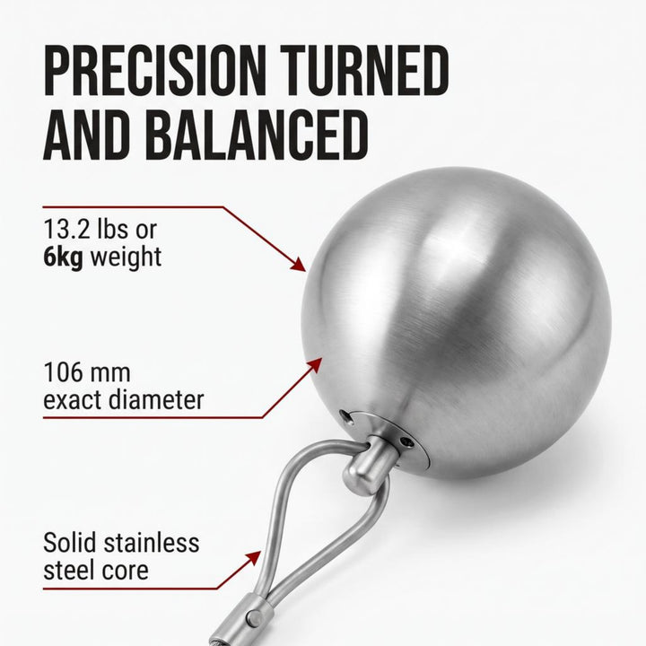 Precision Stainless Steel Hammer, IAAF Certified for Optimal Performance, Featuring High-Speed Motion Swivel, Durable Wire, Lightweight Aluminum Handle, Ideal for Training and Competitions, 6kg/106mm