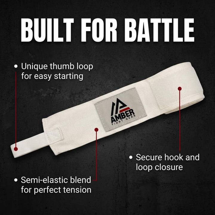 Amber Fight Gear Semi Elastic Professional Hand Wraps with Hook and Loop Closure for Boxing Kickboxing Muay Thai MMA for Men and Women