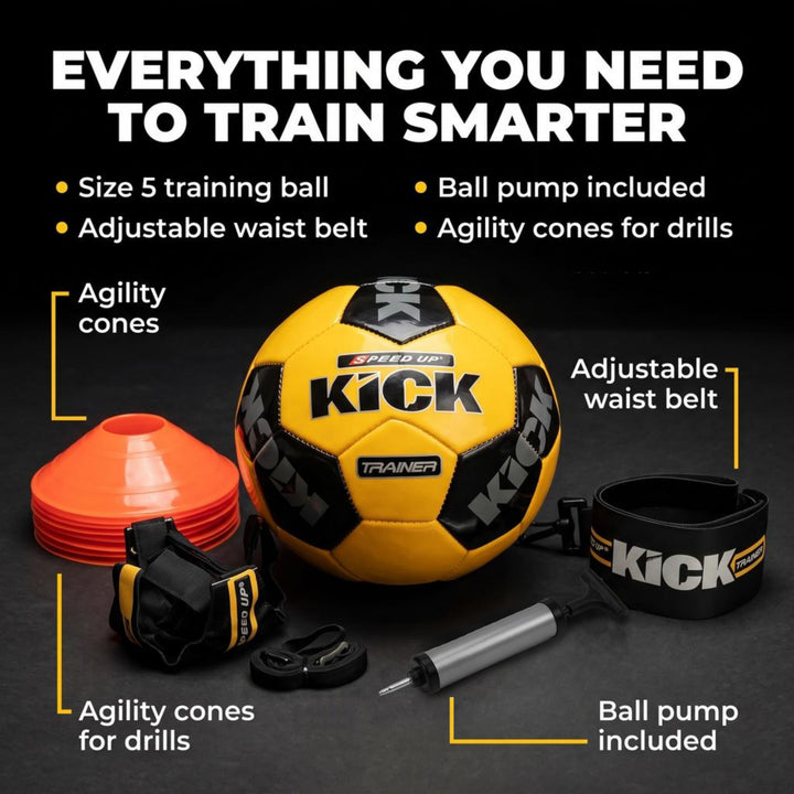Amber Fight Gear Soccer Football Kick Throw Solo Trainer Practice Training Aide with Adjustable Waist Belt - Fits Ball Size 3, 4, and 5